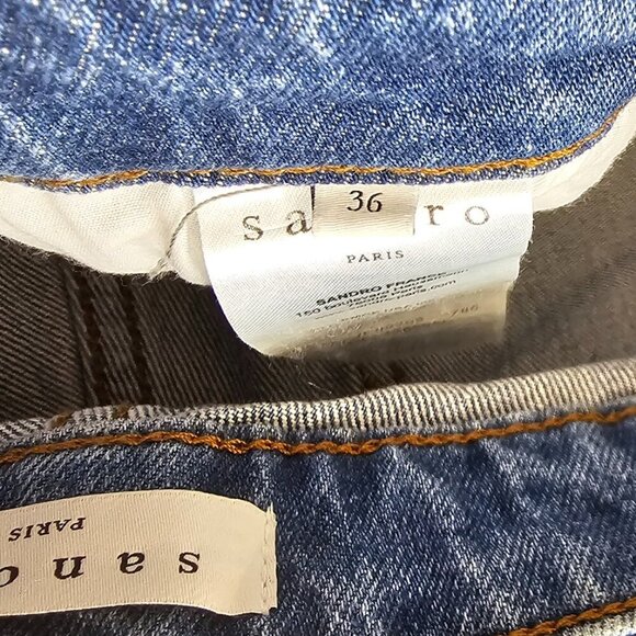 Sandro Paris Womens 5 Pocket Stretch Jeans, Blue, Denim, Mid Rise, Size 36/ US 4 - Picture 3 of 11